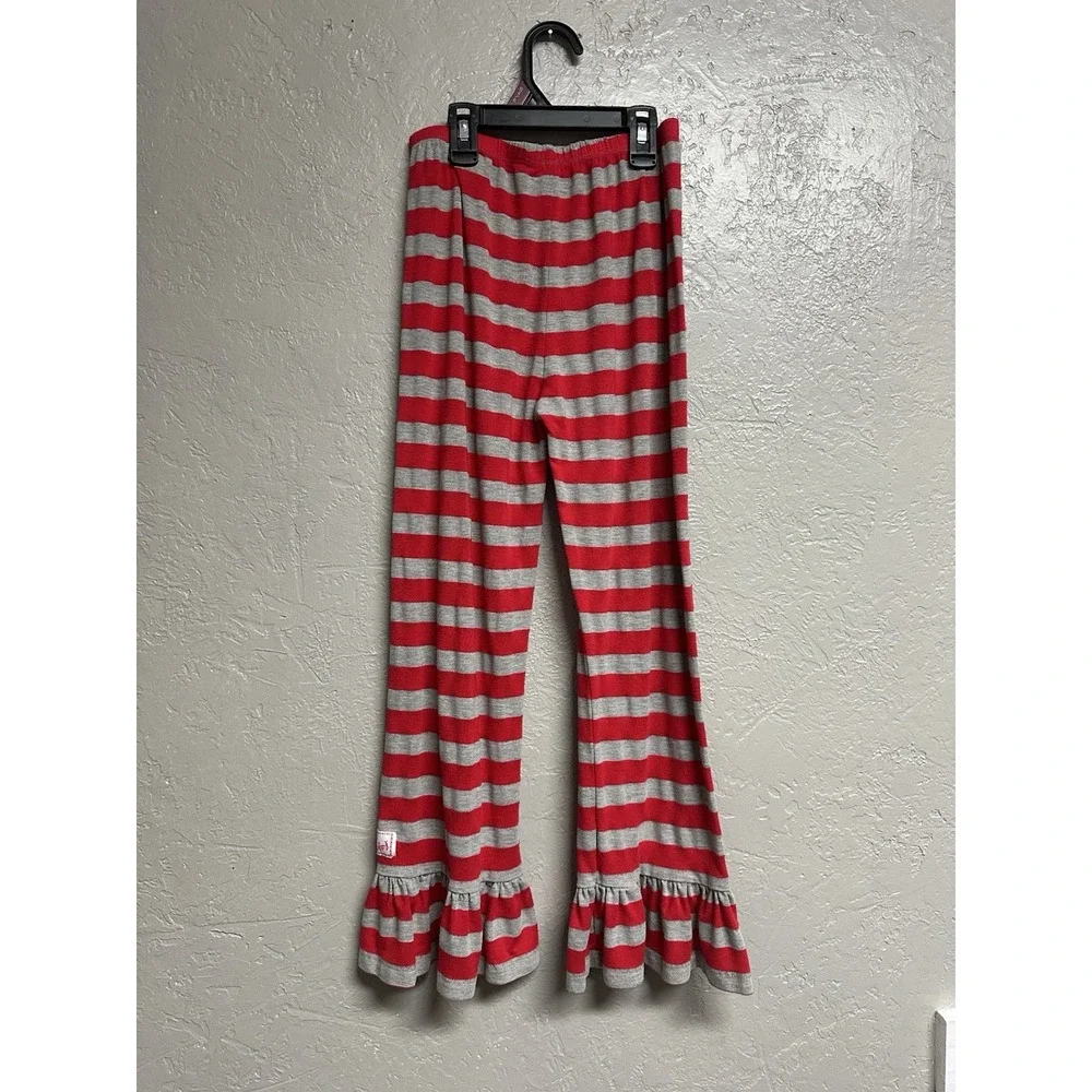 Ruffle Girl Gray and Red Striped Ruffle Bottom Pants Size 12